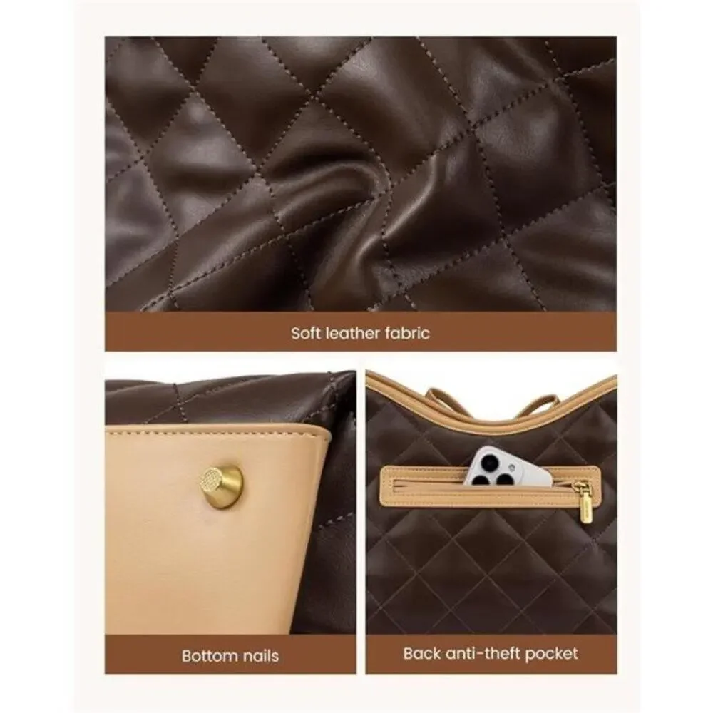 Black Purse for Women – Soft Leather Quilted Hobo Handbag Crossbody Shoulder Bag
